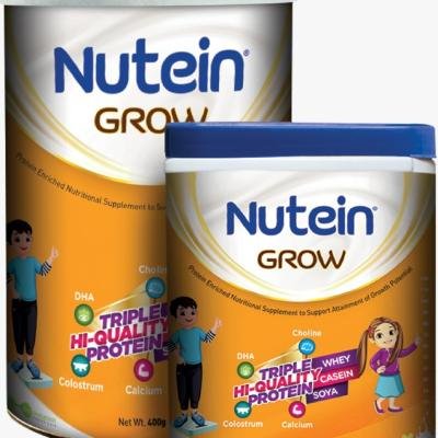 Nutein Grow Triple Hi-Quality Protein Powder – Kids Nutritional Supplement with Whey, Casein & Soya Protein | Vanilla Flavour